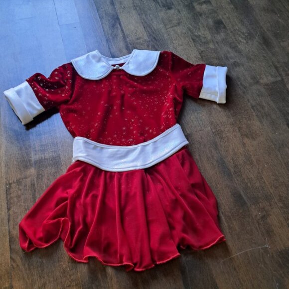 Red white Figure skating dress Motion wear holiday Christmas size 8-10 girl